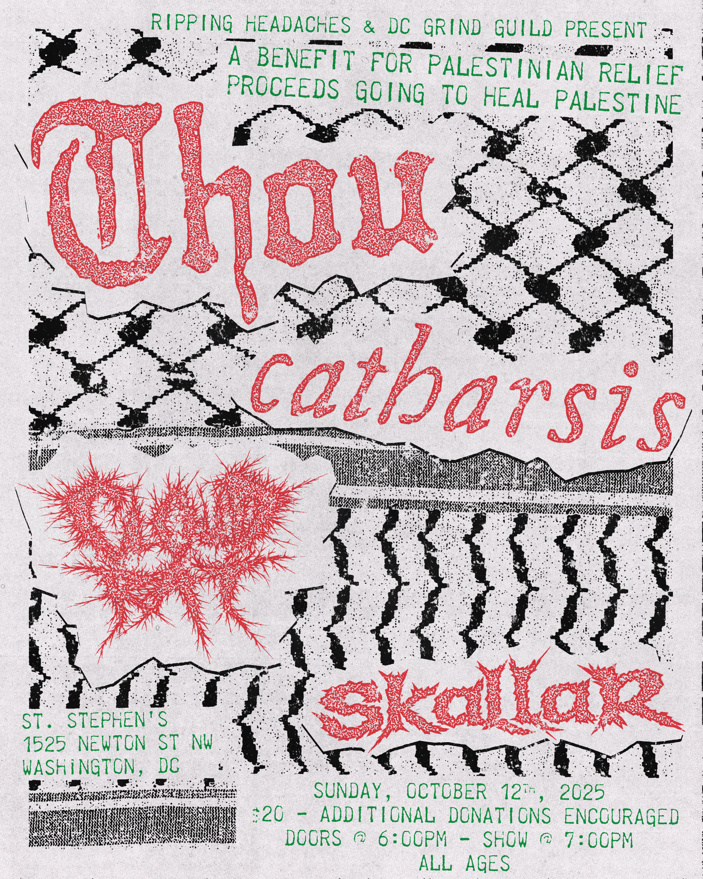 10/12 Thou, Catharsis, Cloud Rat & Skallar @ St. Stephens - Benefit for HEAL Palestine